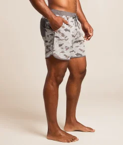 Bottoms|Swimwear | BURLEBO Jumbo Swim Trunks Topo Desert Camo