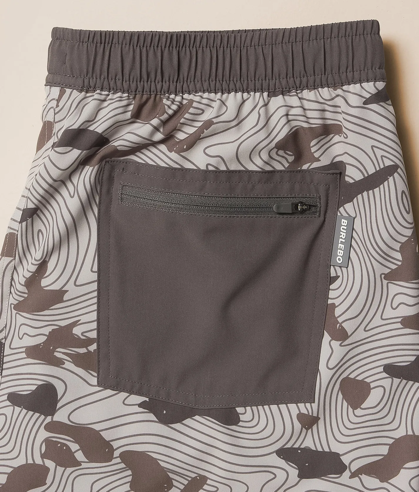 Bottoms|Swimwear | BURLEBO Jumbo Swim Trunks Topo Desert Camo