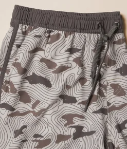 Bottoms|Swimwear | BURLEBO Jumbo Swim Trunks Topo Desert Camo