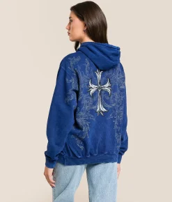 Affliction Jump Hooded Sweatshirt Navy Lava Wash Hot