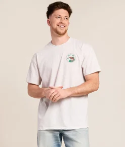 Tops|Graphic T-Shirts | BURLEBO Jumping Trout T-Shirt Heather Oatmeal