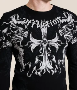 Tops|Graphic T-Shirts | Affliction Jump Thermal Black