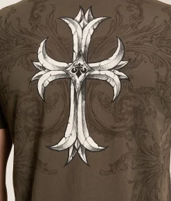 Tops|Graphic T-Shirts | Affliction Jump T-Shirt DK Brown Reactive