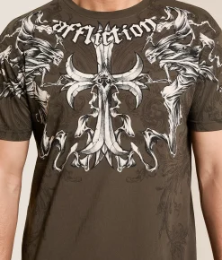 Tops|Graphic T-Shirts | Affliction Jump T-Shirt DK Brown Reactive