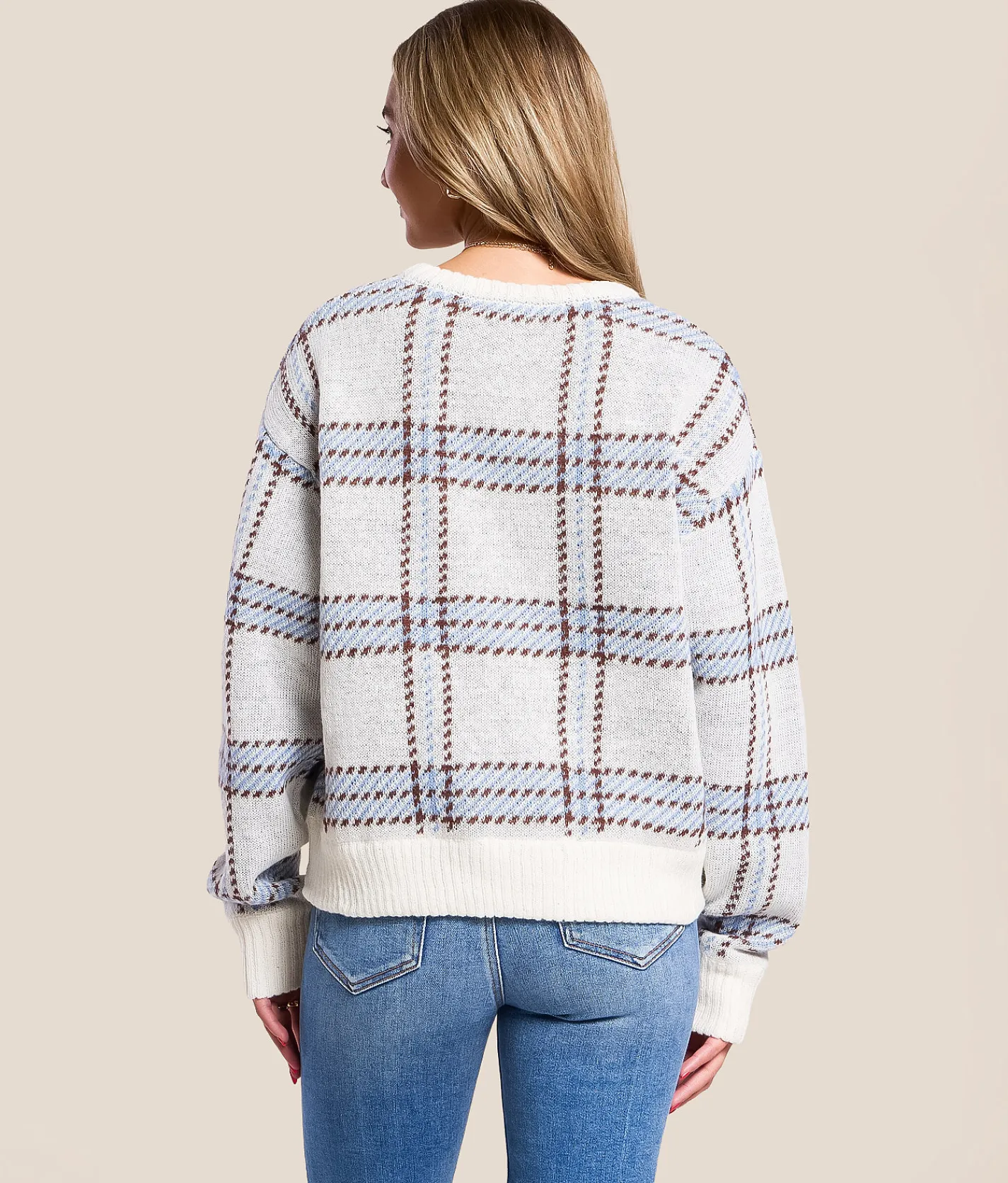 Z Supply Junction Plaid Sweater Natural Sale