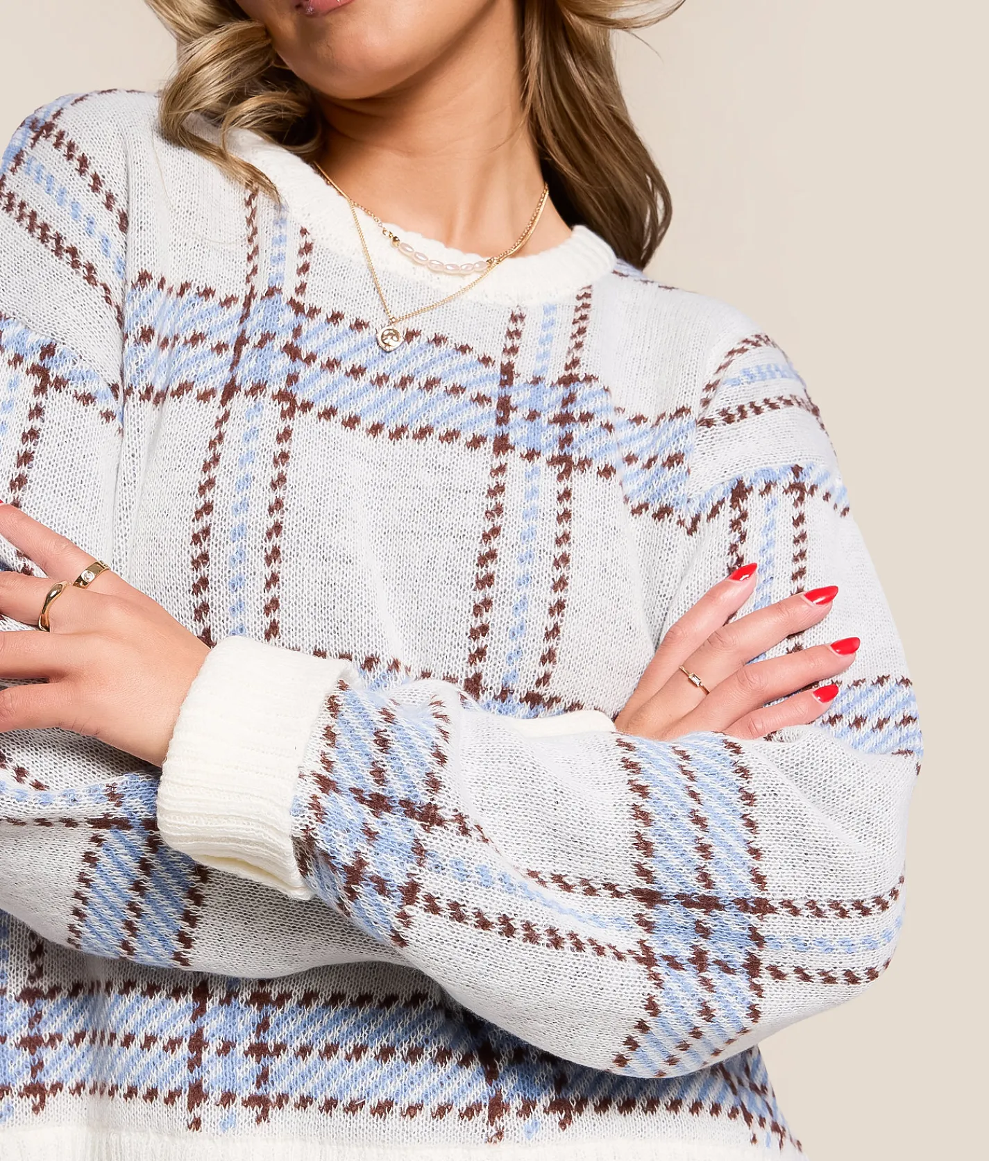 Z Supply Junction Plaid Sweater Natural Sale