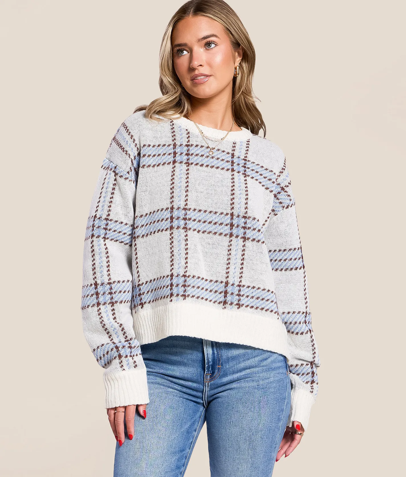 Z Supply Junction Plaid Sweater Natural Sale