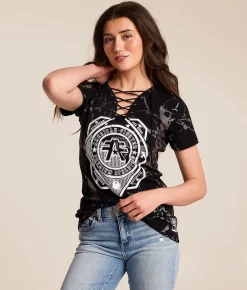Tops | American Fighter Jupiter Lace-Up T-Shirt Black