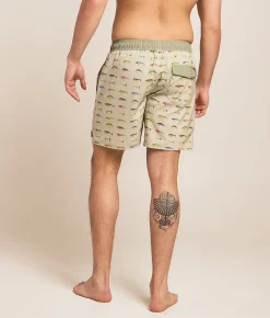 RVCA Kaleb Stretch Swim Trunks Light Olive New