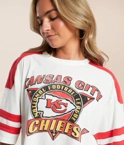 Tops | Junkfood Kansas City Chiefs Cropped T-Shirt Vintage White Licorice
