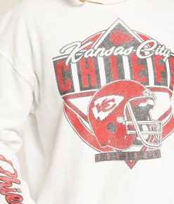 Junkfood Kansas City Chiefs Helmet Cropped Pullover Vintage White Clearance