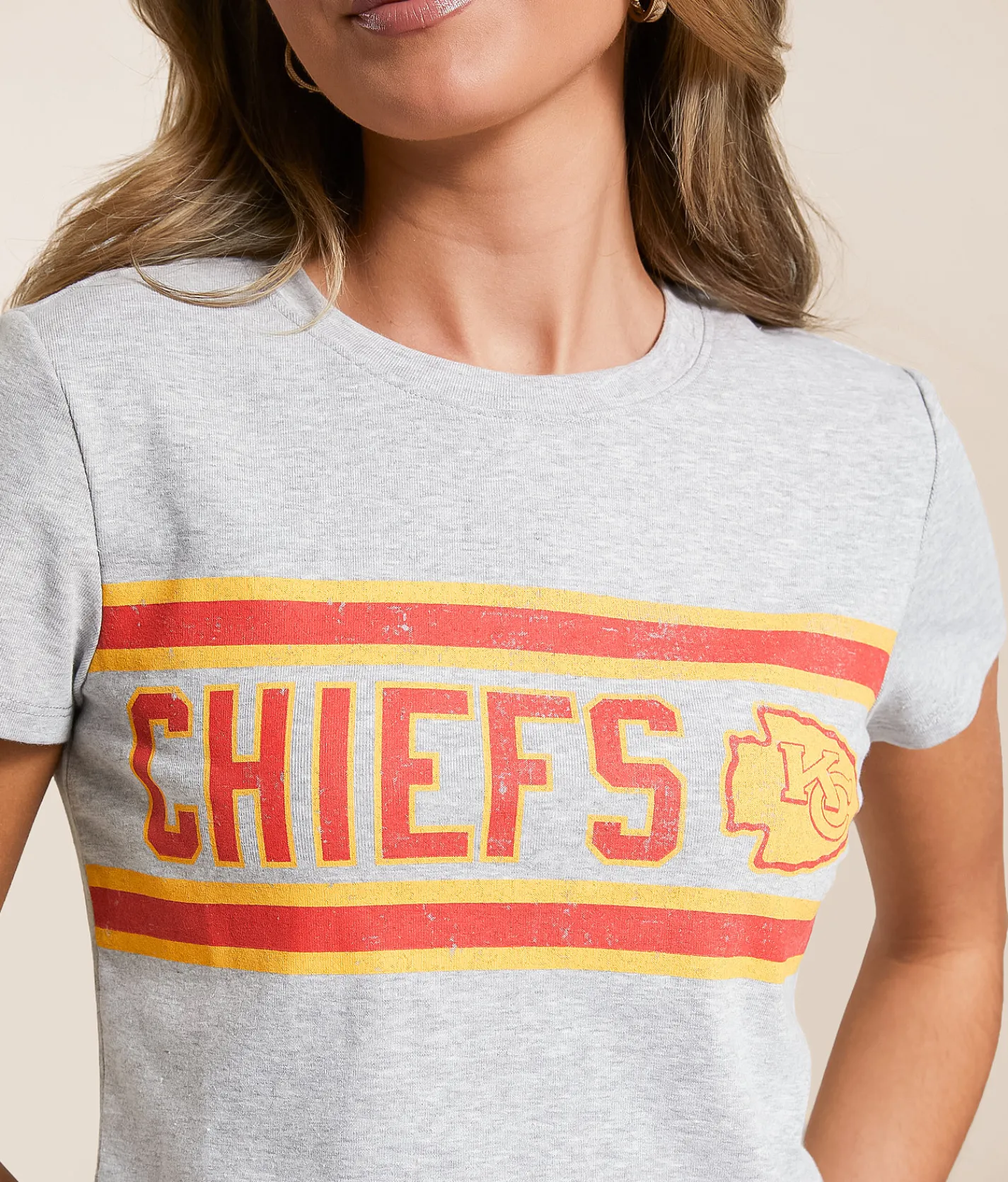 Junkfood Kansas City Chiefs Sideline Baby Cropped T-Shirt Heather Grey Best