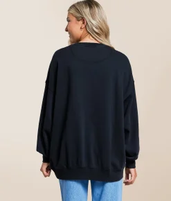 Tops | Gameday SOCIAL® Kansas Jayhawks Oversized Pullover Black