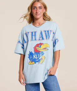 Tops | Gameday SOCIAL® Kansas Jayhawks Oversized T-Shirt Pale Blue
