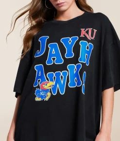 Tops | Gameday SOCIAL® Kansas Jayhawks Oversized T-Shirt Black