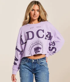Gameday SOCIAL® Kansas State Wildcats Cropped Pullover Lavender New