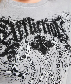 Tops | Affliction Karabeth T-Shirt Silver Grey Lava Wash