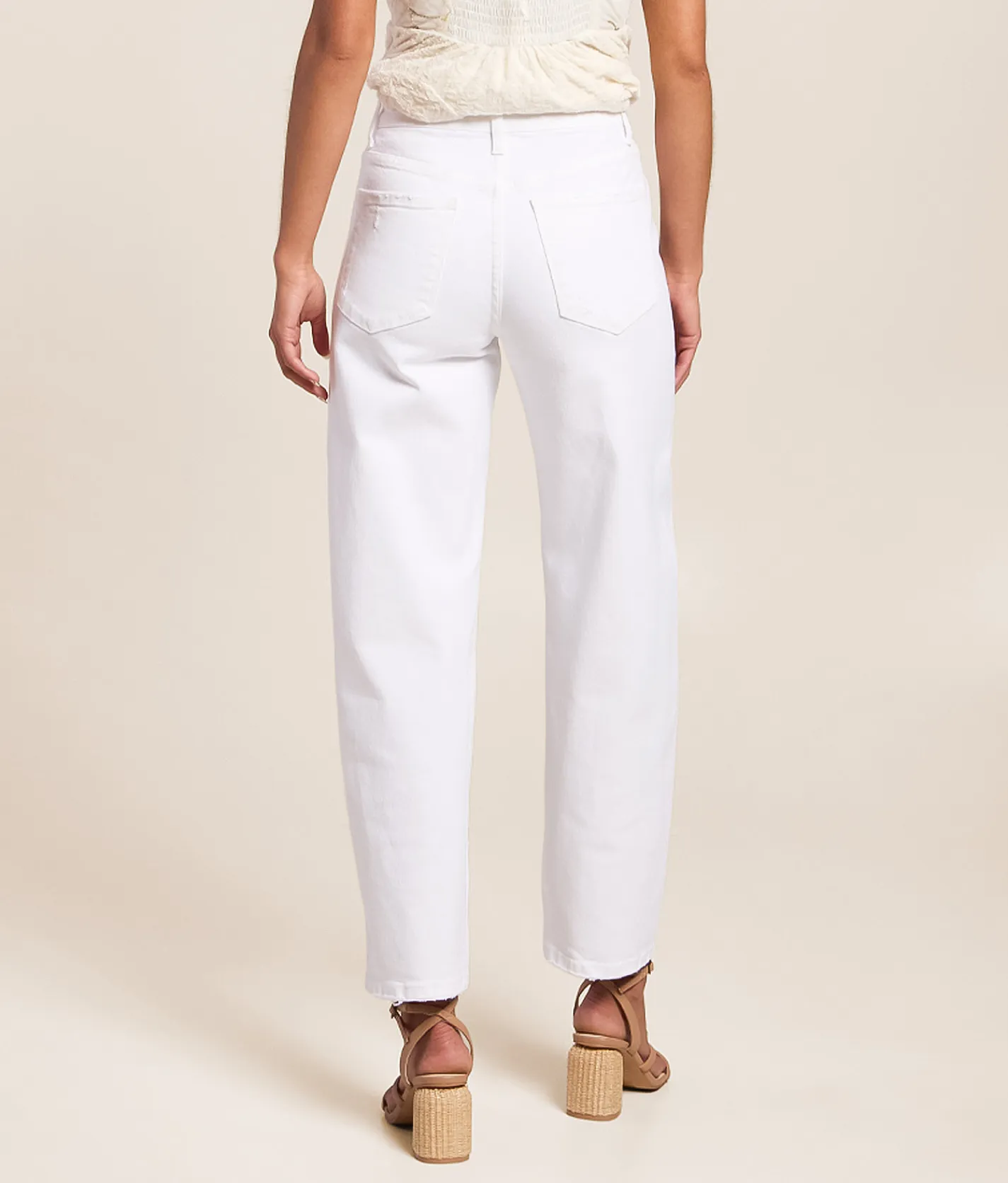 VERVET by Flying Monkey Kate High Rise Barrel Stretch Jean Optic White Discount