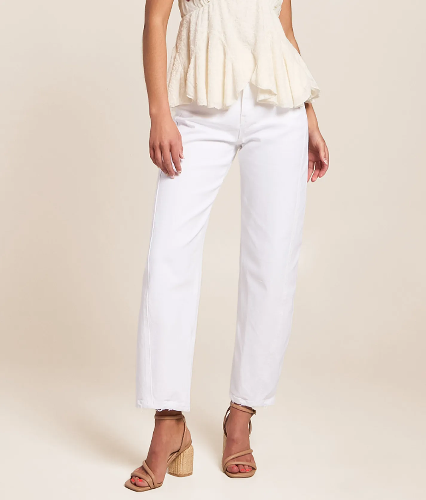 VERVET by Flying Monkey Kate High Rise Barrel Stretch Jean Optic White Discount