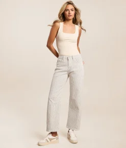 VERVET by Flying Monkey Kate High Rise d Barrel Jean Stripe