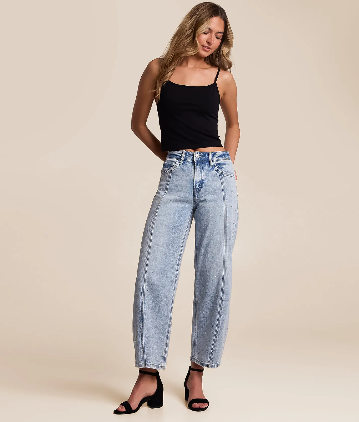 Jeans|Bottoms | VERVET by Flying Monkey Kate Rhinestone Barrel Jean Brilliant