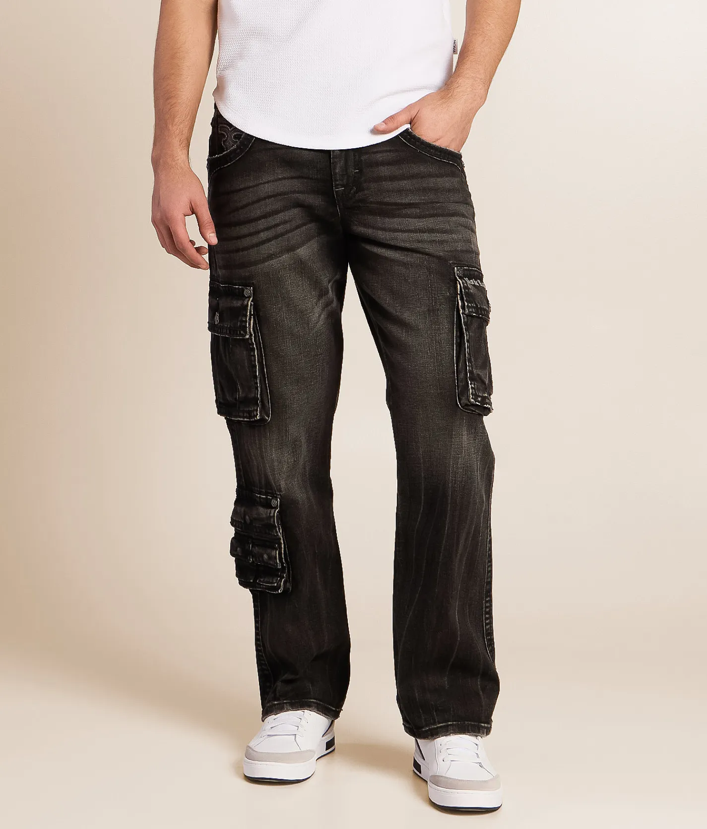 Rock Revival Keegan Relaxed Straight Cargo Stretch Jean Keegan E204 Clearance