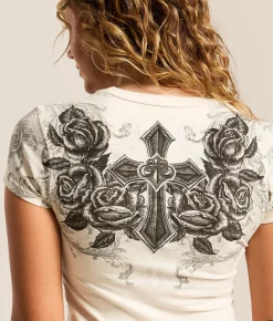 Tops | Affliction Keep The Faith Baby T-Shirt Off White Reactive