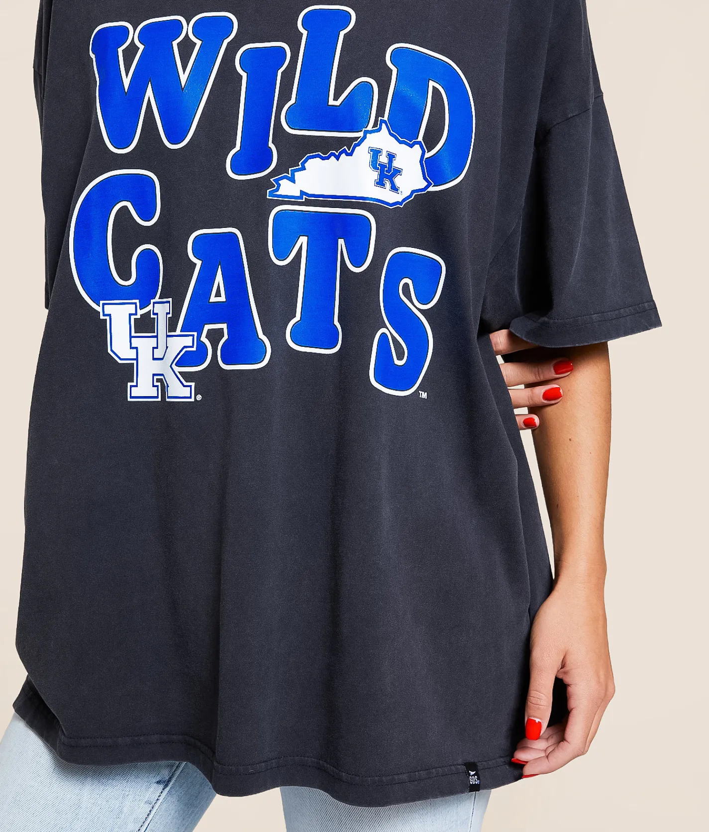Gameday SOCIAL® Kentucky Wildcats Oversized T-Shirt Washed Black Clearance