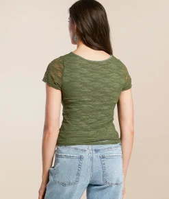 Tops | Willow & Root Keyhole Lace Top Thyme