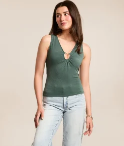 Willow & Root Keyhole Tank Top Dark Forest New