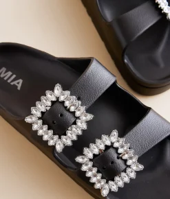 Mia Kiana Eva Glitz Double Strap Sandal Black Hot