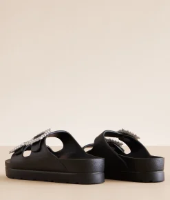Mia Kiana Eva Glitz Double Strap Sandal Black Hot