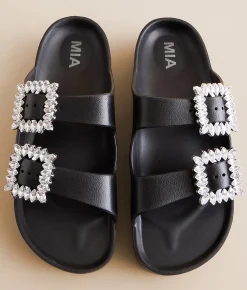 Mia Kiana Eva Glitz Double Strap Sandal Black Hot