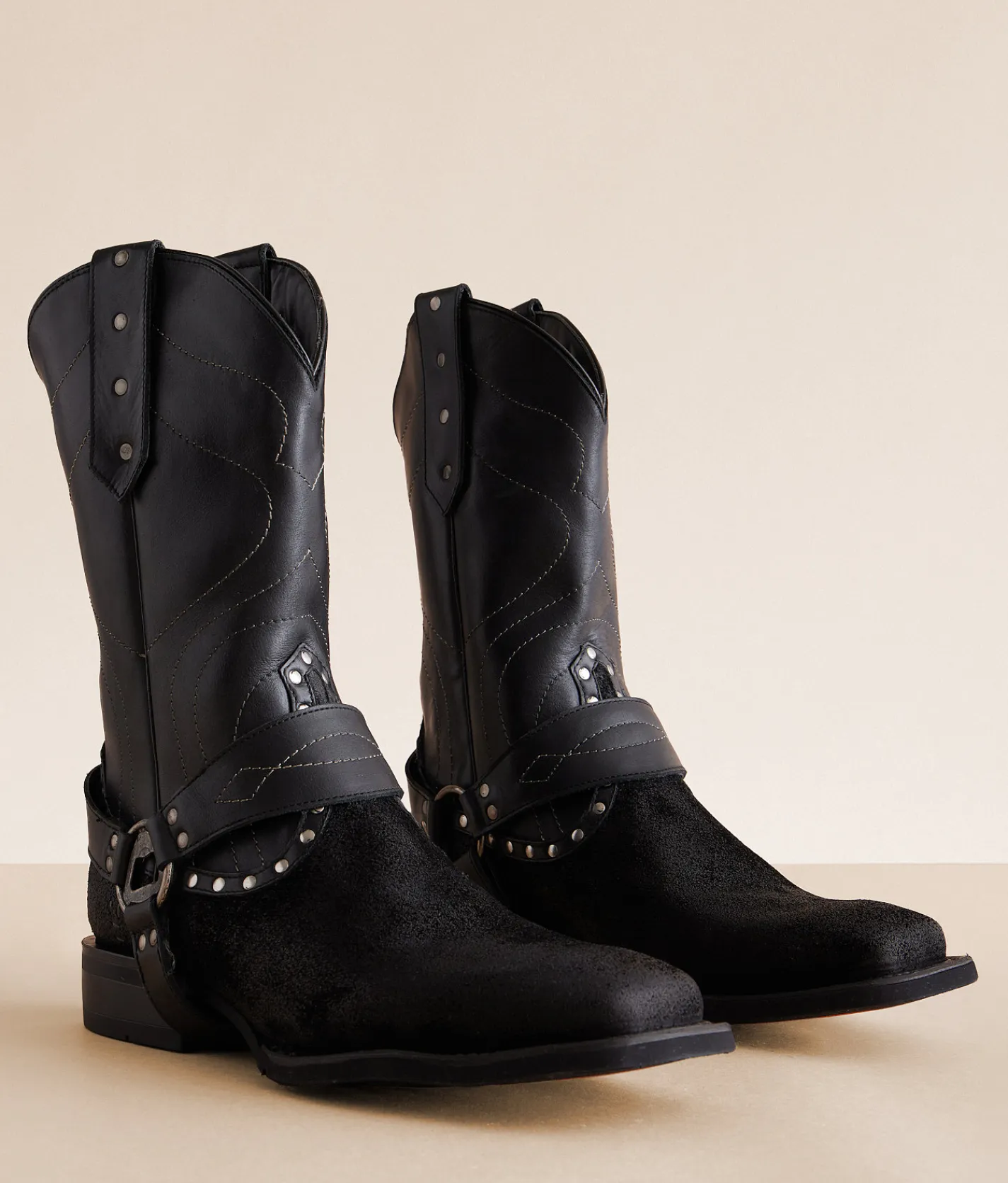 Roan by Bed Stu King Leather Cowboy Boot Black Suede New