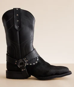 Roan by Bed Stu King Leather Cowboy Boot Black Suede New
