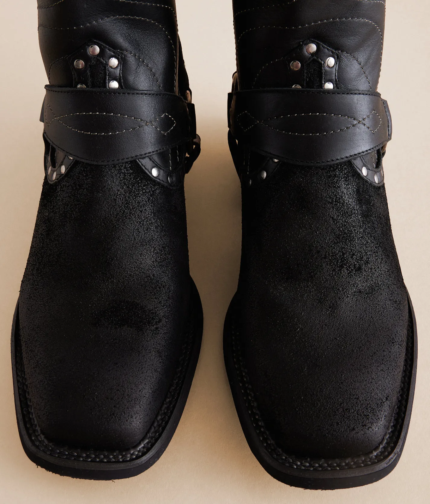 Roan by Bed Stu King Leather Cowboy Boot Black Suede New
