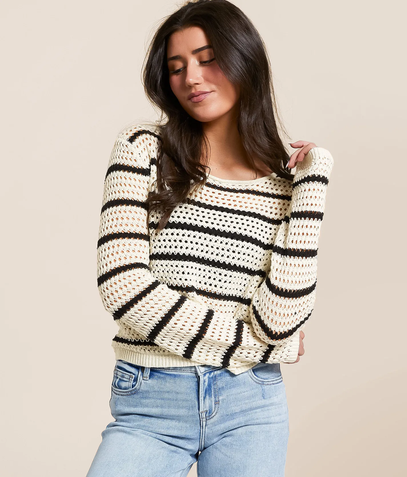 Z Supply Kit Striped Sweater Sea Salt New