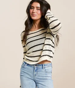 Z Supply Kit Striped Sweater Sea Salt New