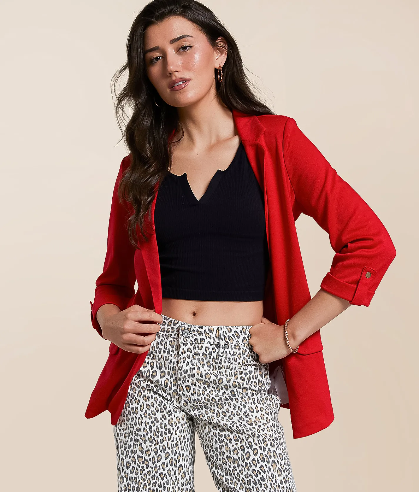 Tops|Coats & Jackets | Stoosh Knit Blazer Red