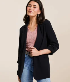 Tops|Coats & Jackets | Stoosh Knit Flyaway Blazer Black