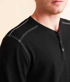 BKE Knit Henley Black Outlet