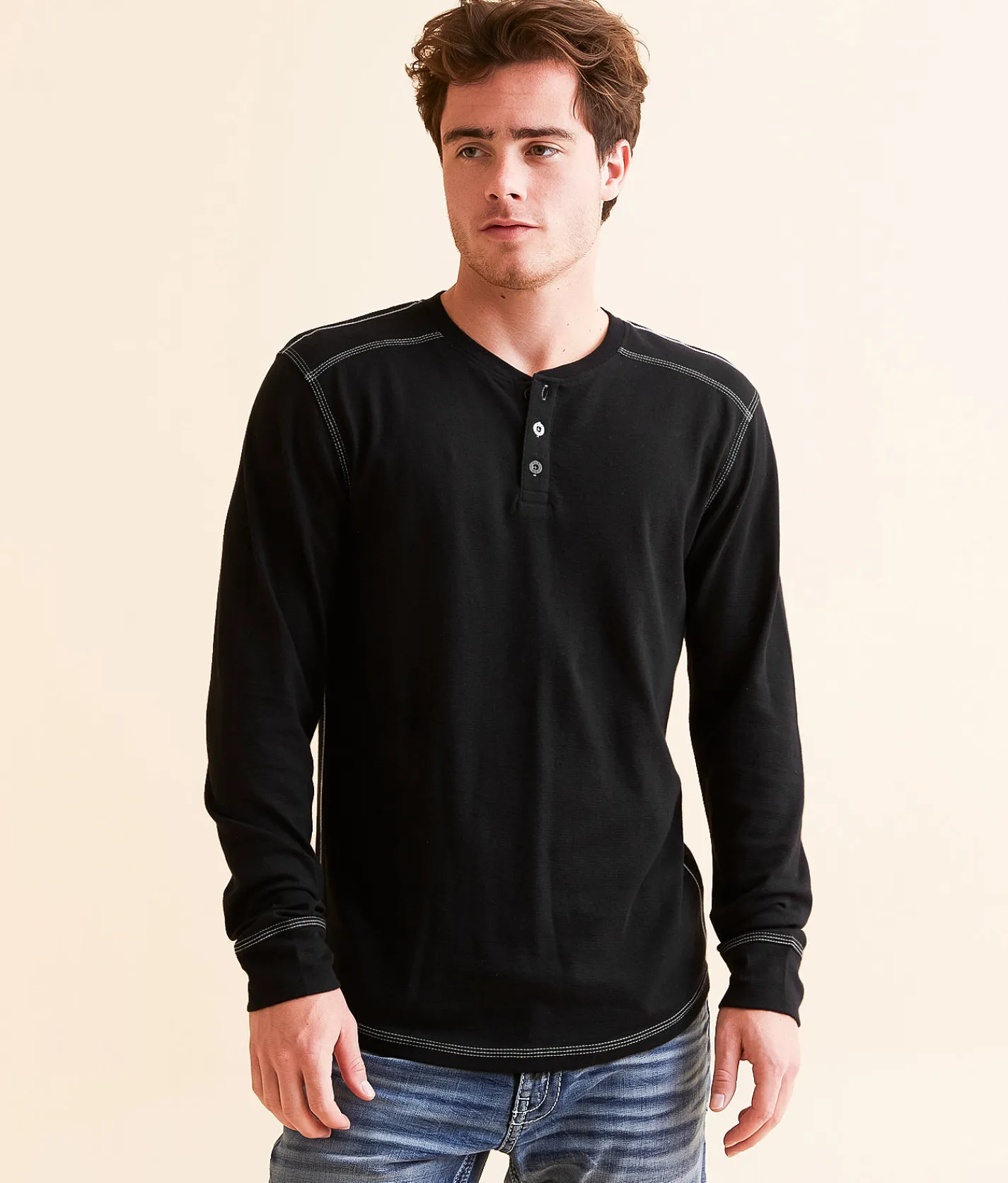 BKE Knit Henley Black Outlet