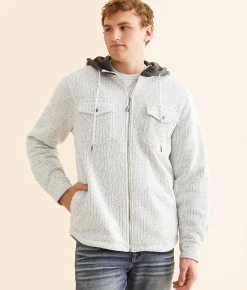 Coats & Jackets | Departwest Knit Hooded Shacket White Grey