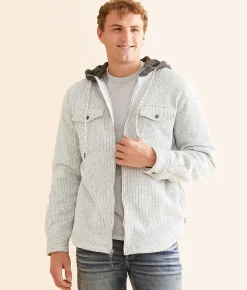 Coats & Jackets | Departwest Knit Hooded Shacket White Grey