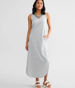 BKE Knit Maxi Dress Heather Grey Best