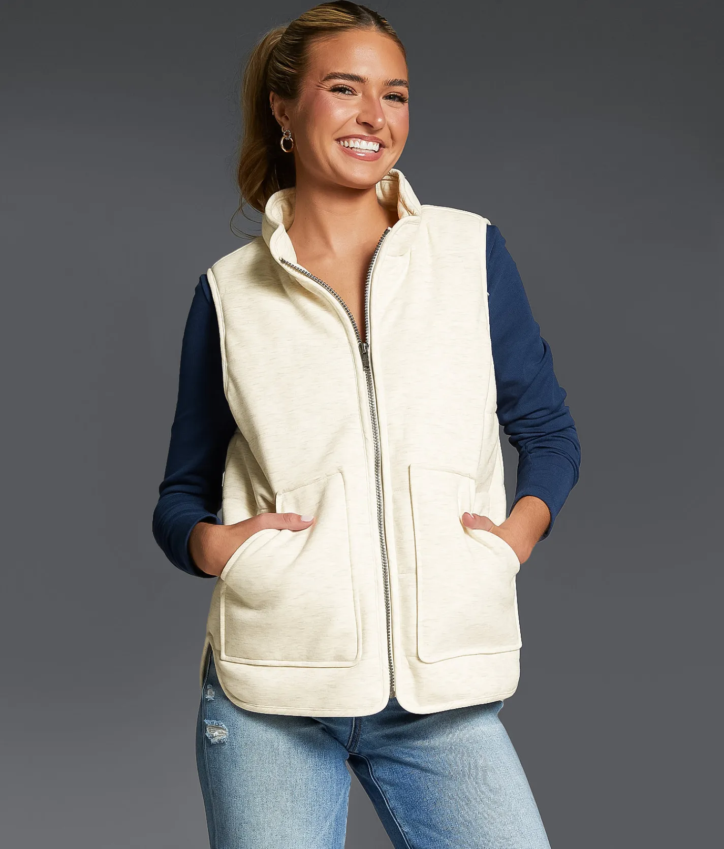 Buckle Black Knit Puffer Vest Heather Oatmeal Best