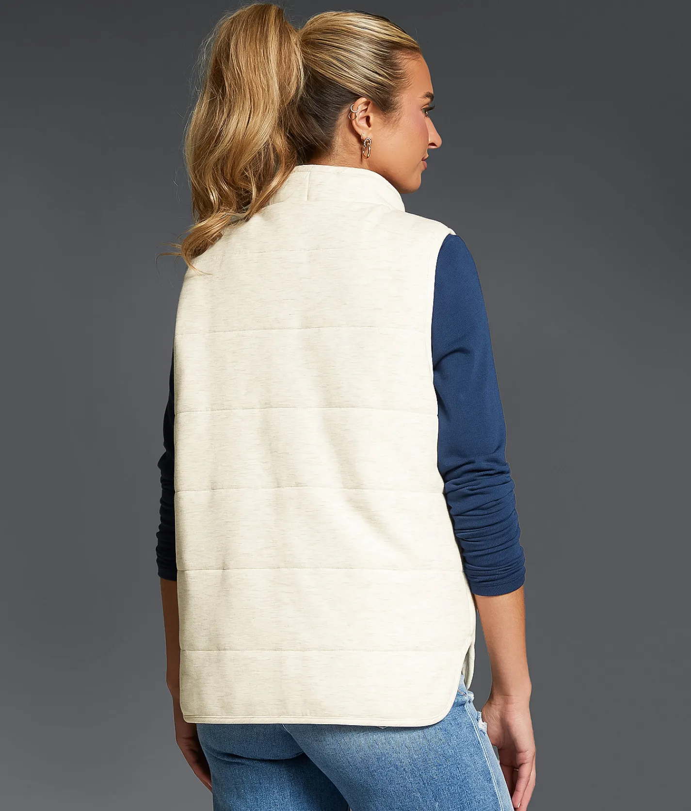 Buckle Black Knit Puffer Vest Heather Oatmeal Best