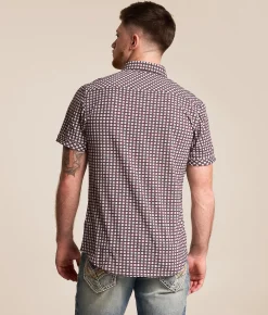 J.B. Holt Knit Standard Performance Stretch Shirt White Burgandy Sale