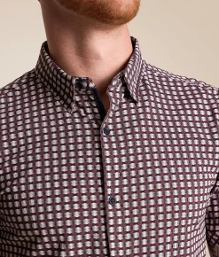 J.B. Holt Knit Standard Performance Stretch Shirt White Burgandy Sale