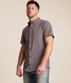 J.B. Holt Knit Standard Performance Stretch Shirt White Burgandy Sale